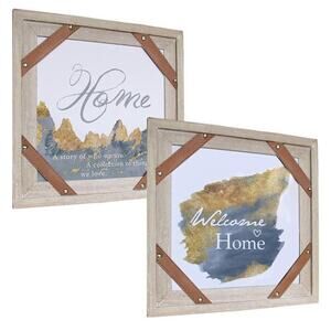 Chantoo Welcome Sign Rustic Farmhouse Wall Decor Family Decor 15.7”X15.7” 2 Pack